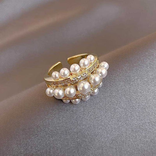 Elegant Pearl Zirconia Ring
