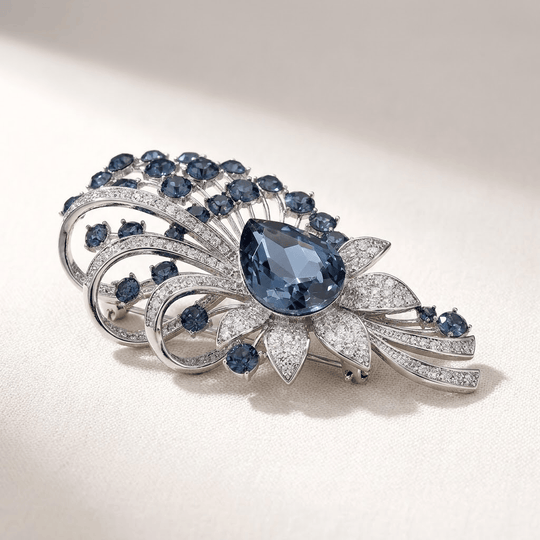 Elegant Floral Crystal Brooch