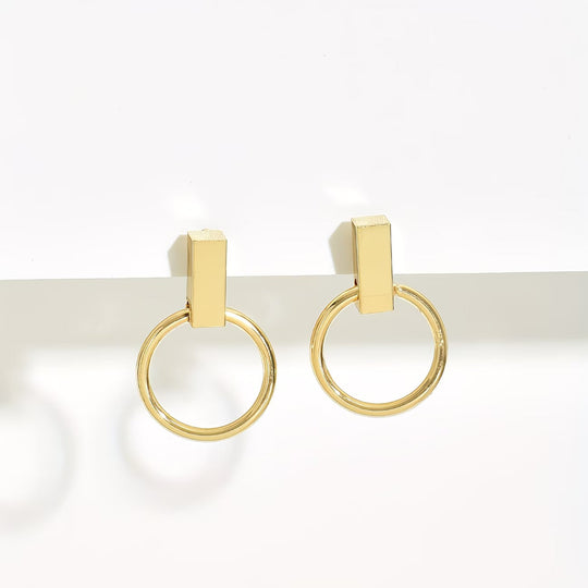 Minimalist Bar Circle Earrings