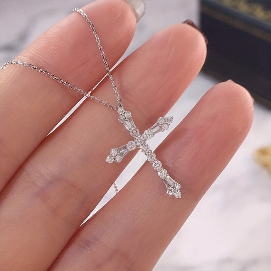 Sophisticated Zirconia Cross Necklace