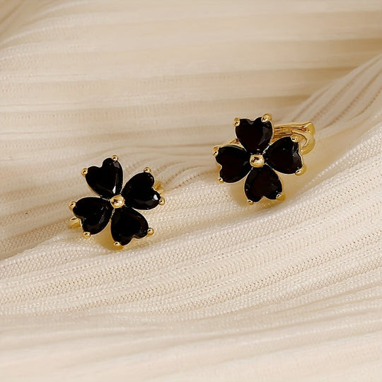 Elegant Gold Plated Flower Stud Earrings