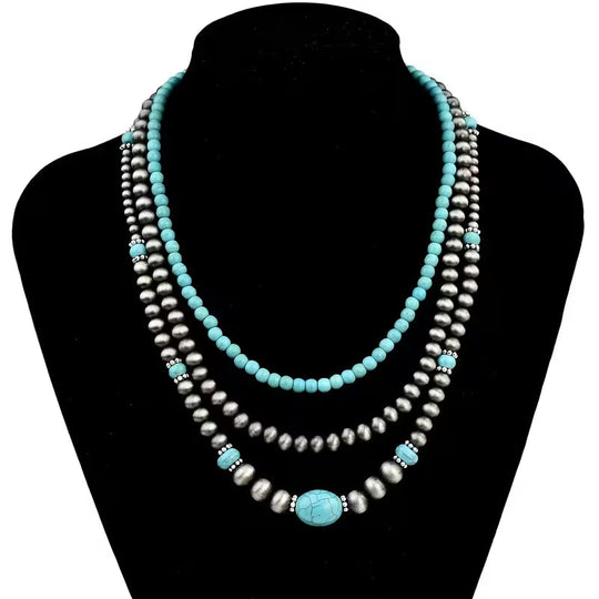 Turquoise Layered Necklace Modern Necklace