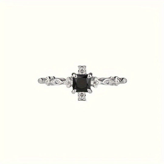 Elegant Black Square Inlay Ring