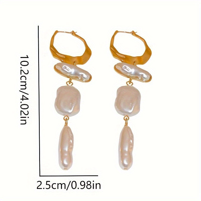 Elegant Baroque Pearl Hoop Earrings
