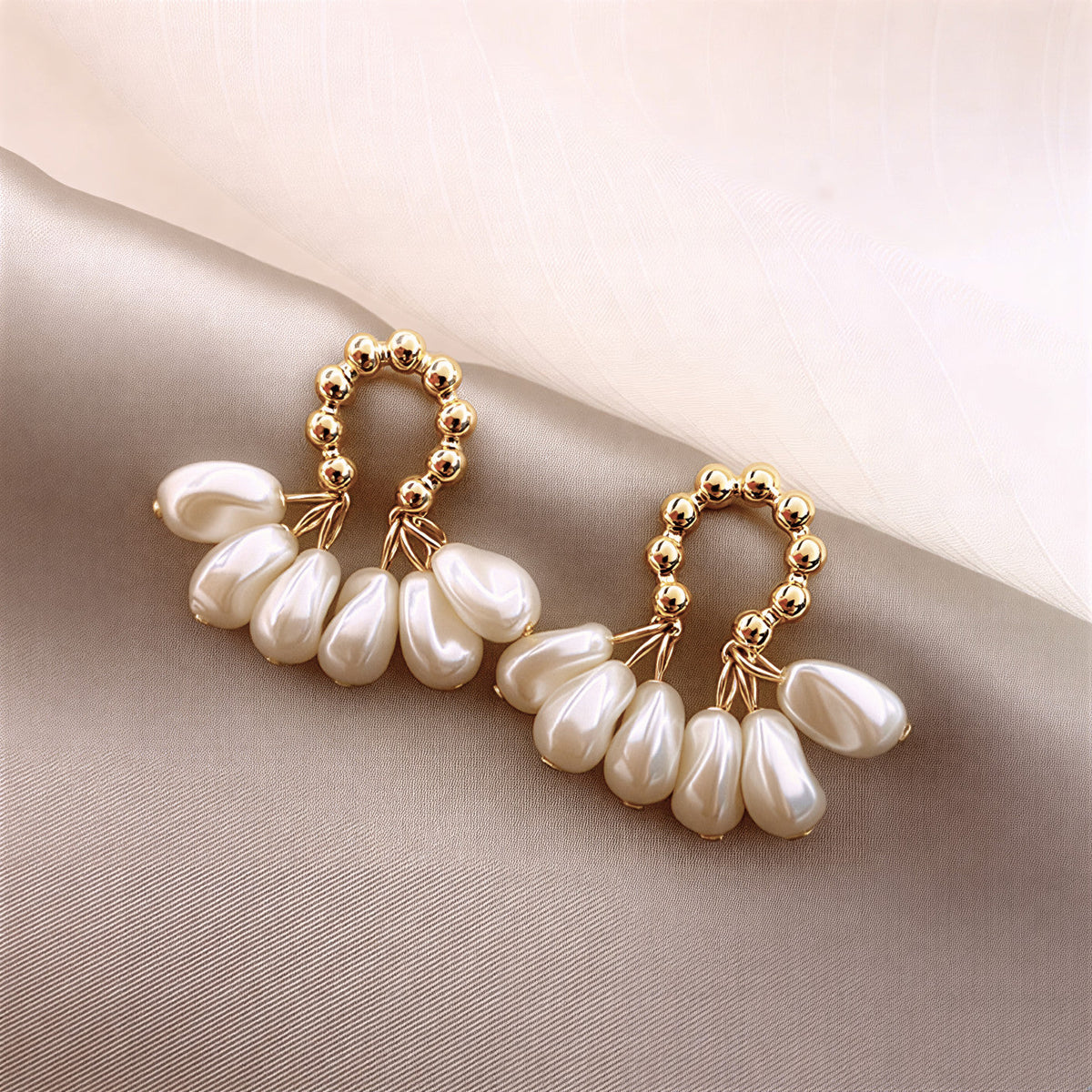 Pearl Petal Hoop Earrings
