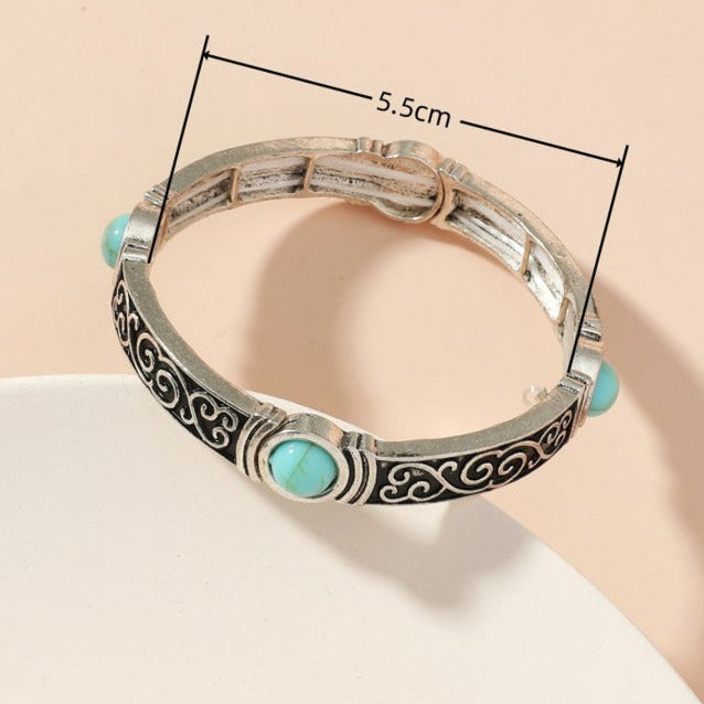 Bohemian Silver Turquoise Bracelet