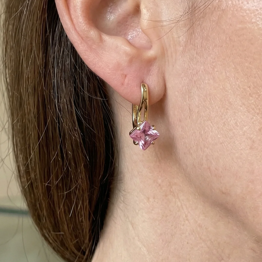 Elegant Rosé Sapphire Gold Crownlight Earrings