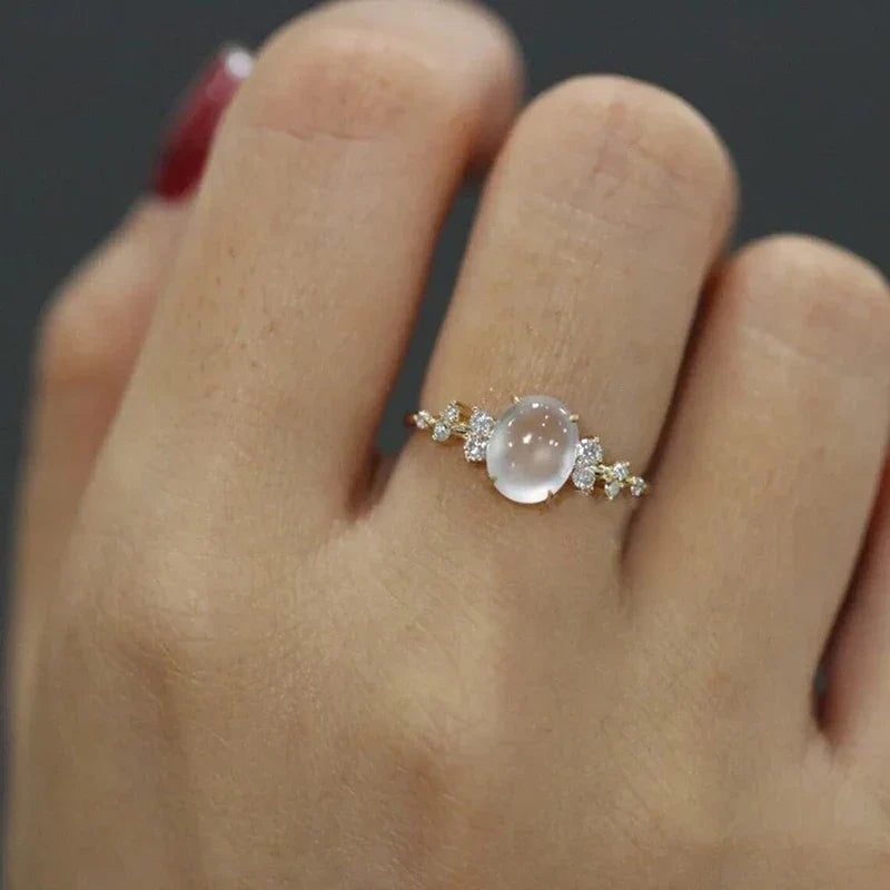 Moonstone Diamond Ring