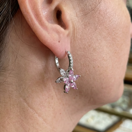 Sophisticated Rosé Sapphire Petal Earrings
