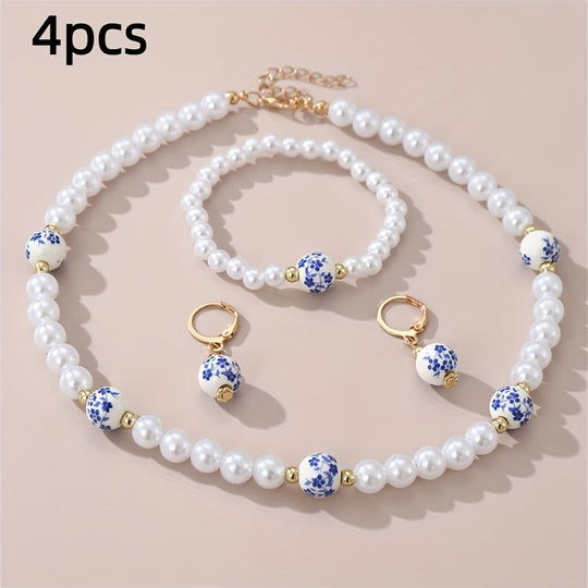 Porcelain Bloom Pearl Jewelry Set