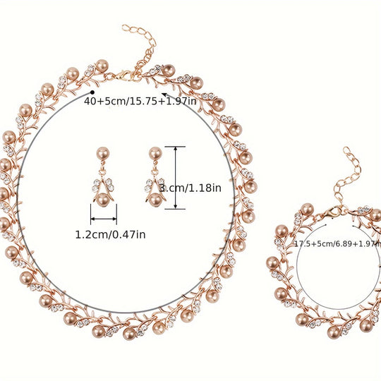 Radiant Golden Pearl Vine Jewelry Set