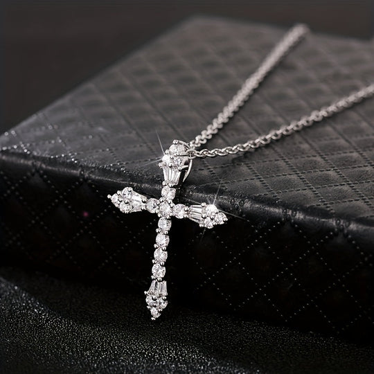 Sophisticated Zirconia Cross Necklace