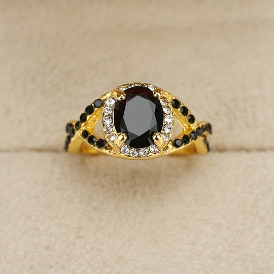 Elegant Onyx Gold Fashion Ring