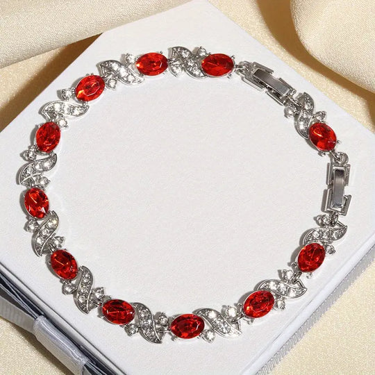 Sophisticated Ruby-Accent White Gold Bracelet