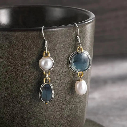 Elegant Blue Pearl Earrings