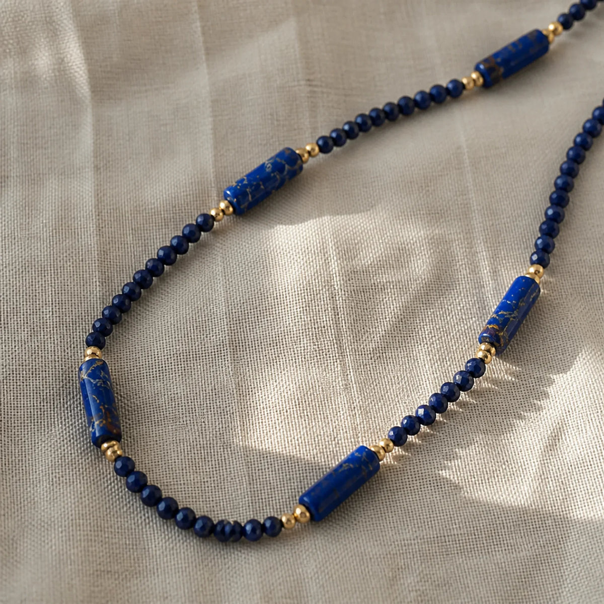 Minimal Lapis Beaded Necklace