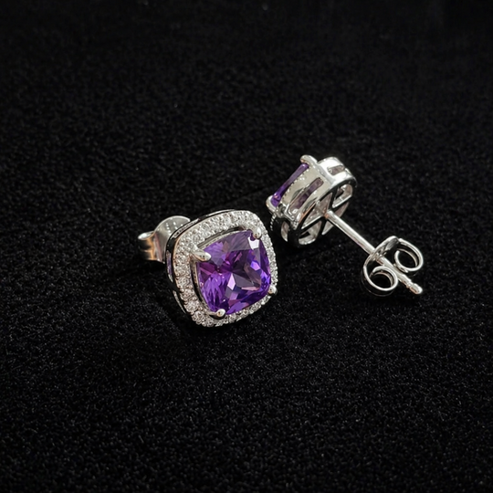 Sophisticated Amethyst Square Studs