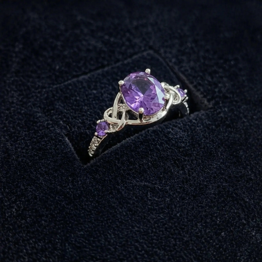 Elegant Amethyst White Gold Knot Ring