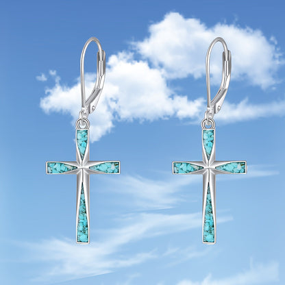 Vintage Turquoise Cross Earrings