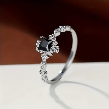 Elegant Black Square Inlay Ring