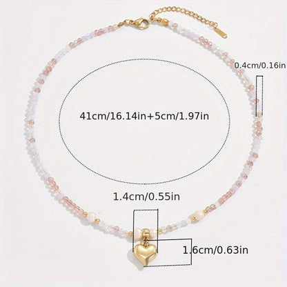 Minimal Blush Pearl Heart Necklace