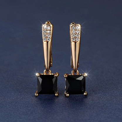 Elegant Square Cut Zirconia Drop Earrings