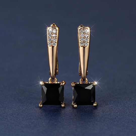 Elegant Square Cut Zirconia Drop Earrings