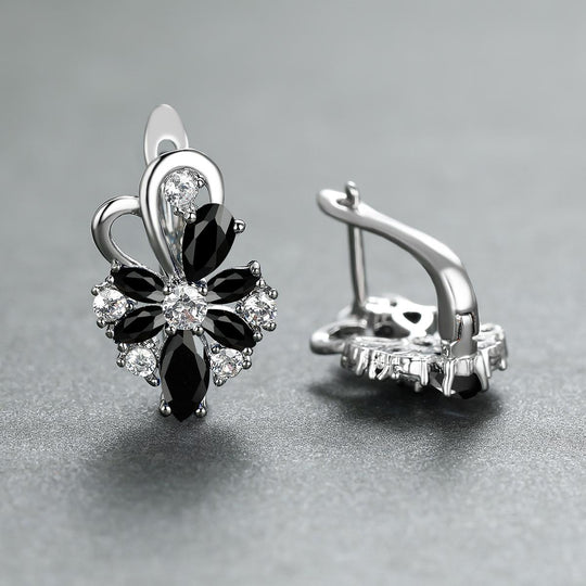 Elegant Waterdrop Zircon Flower Earrings