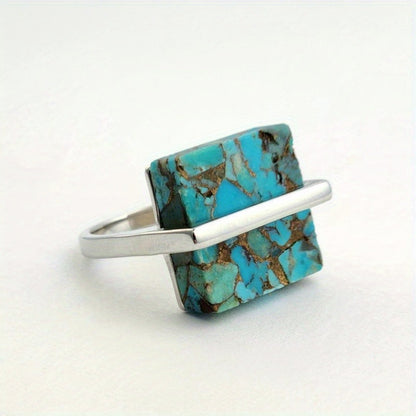 Statement Turquoise Square Stone Ring