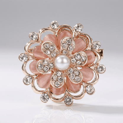 Elegant Nude Pink Flower Brooch