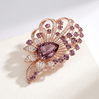 Elegant Floral Crystal Brooch