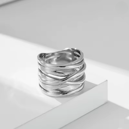 Captivating Multilayer Cross Band Ring