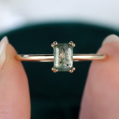 Natural Moss Emerald Ring