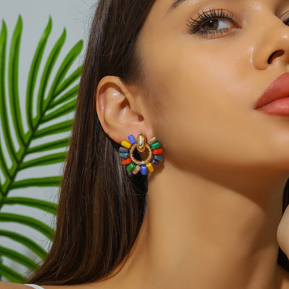 Elegant Pearl Beaded Fan Earrings