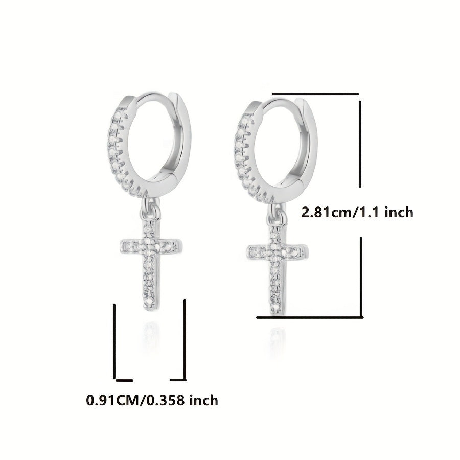 Polished Cross Huggie Earrings