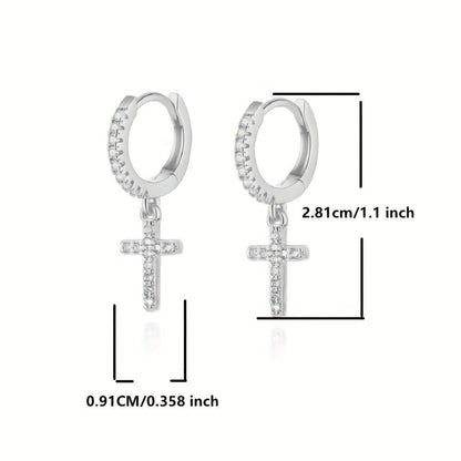 Polished Cross Huggie Earrings