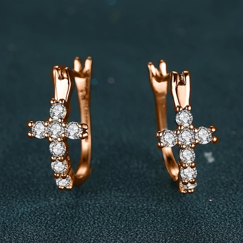 Charming Cross Zirconia Earrings