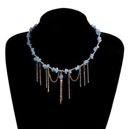 Statement Turquoise Golden Chain Necklace