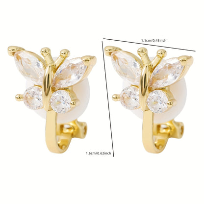 Elegant Zirconia Butterfly Clip Earrings