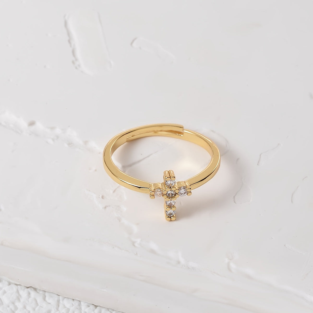 Radiant Adjustable Cross Zirconia Ring