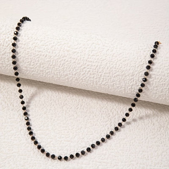 Minimal Onyx Beaded Necklace