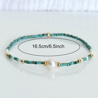 Minimal Turquoise and Pearl Bracelet