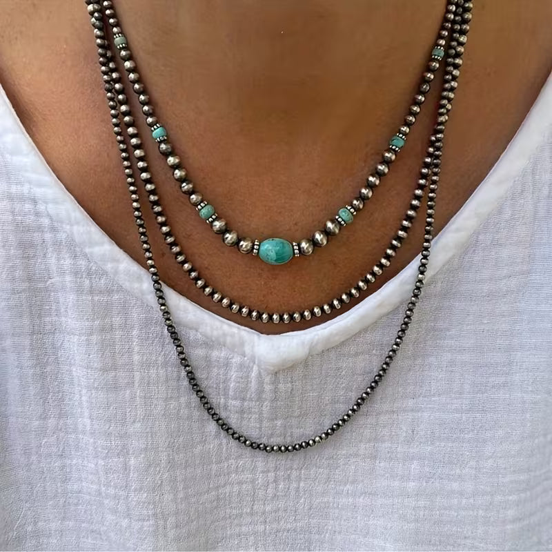 Turquoise Triple-Strand Necklace Modern Necklace