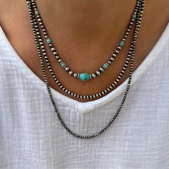 Turquoise Triple-Strand Necklace Modern Necklace