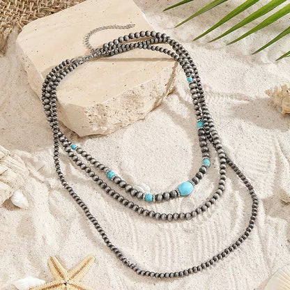 Turquoise Triple-Strand Necklace Modern Necklace
