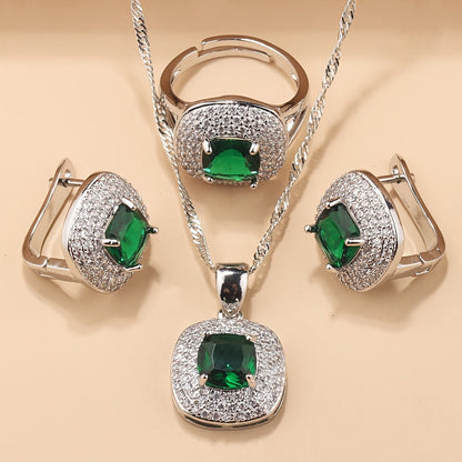 Statement Zirconia Halo Jewelry Set