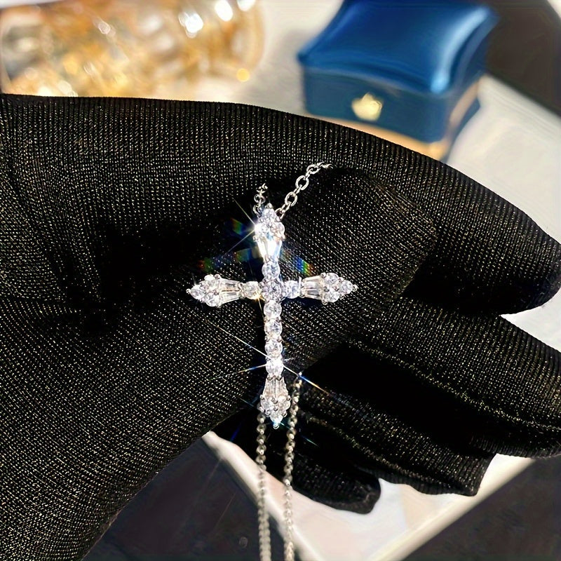 Sophisticated Zirconia Cross Necklace