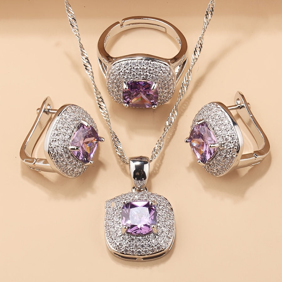 Statement Zirconia Halo Jewelry Set