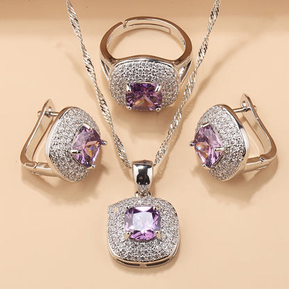 Statement Zirconia Halo Jewelry Set