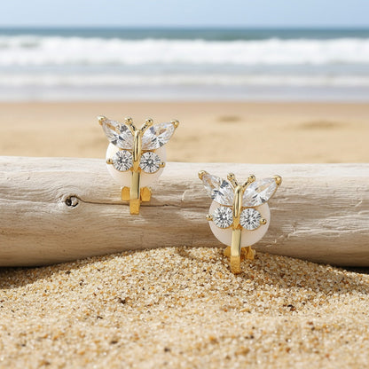 Elegant Zirconia Butterfly Clip Earrings
